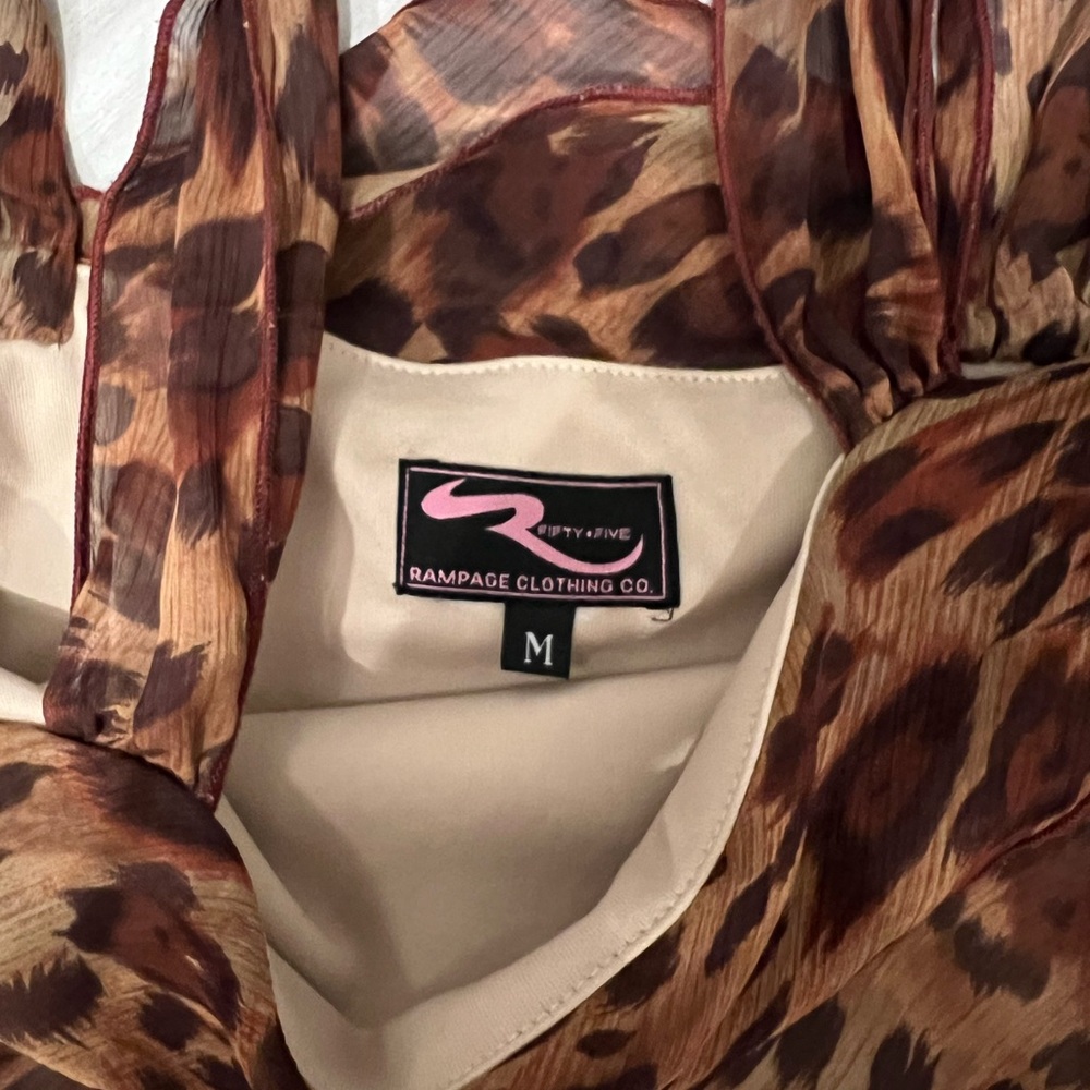 Leopard Print Ruffle Sleeveless Top Y2K - Picture 4 of 5